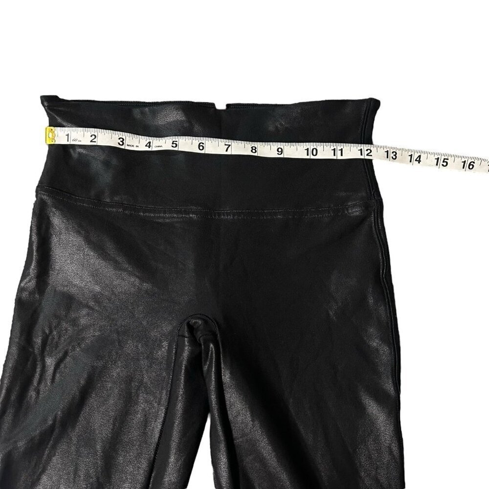 Spanx Women's Faux Leather Leggings Size Medium Black Stretch Moto - Picture 7 of 11